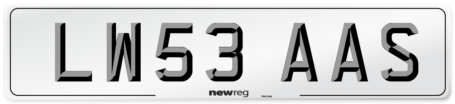 LW53 AAS Number Plate from New Reg